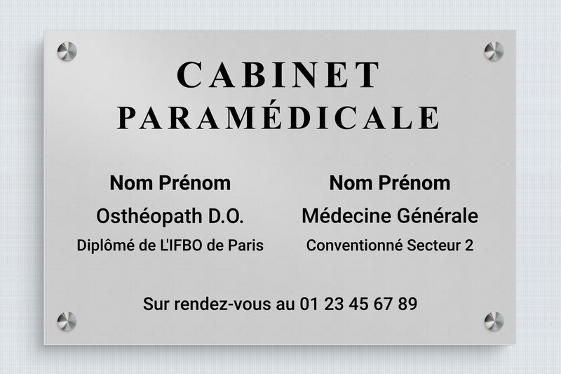 plaque Aluminium - 300 x 200 mm - plaquepro-job-cabinet-paramedical-005-4