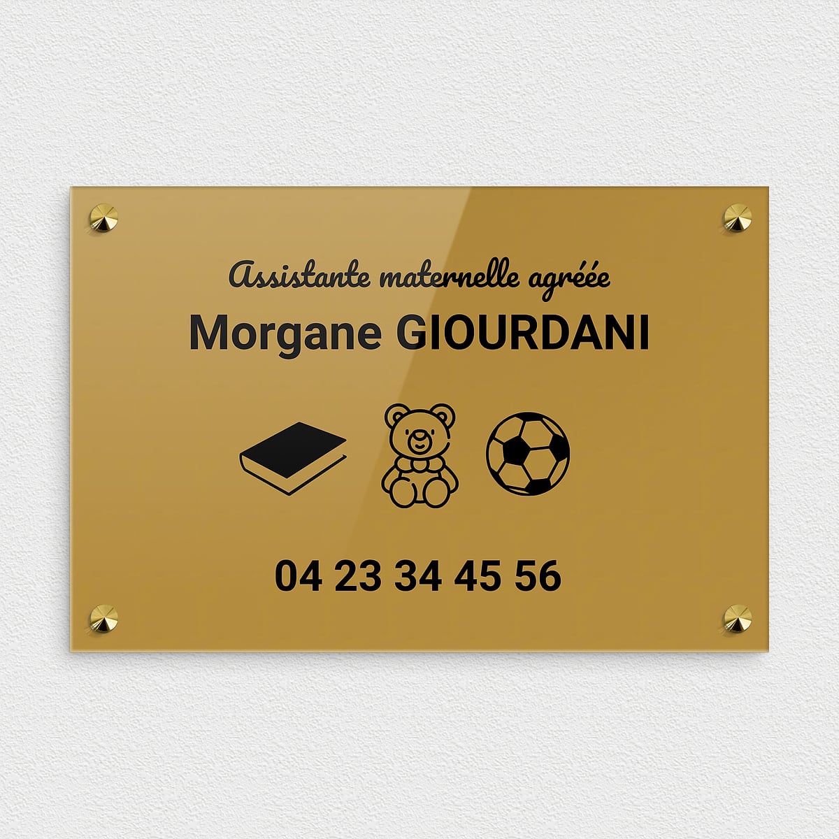 Plaque Assistante Maternelle Agréée - Panneau Nounou Ourson Aviateur Personnalisable 15x20 Cm