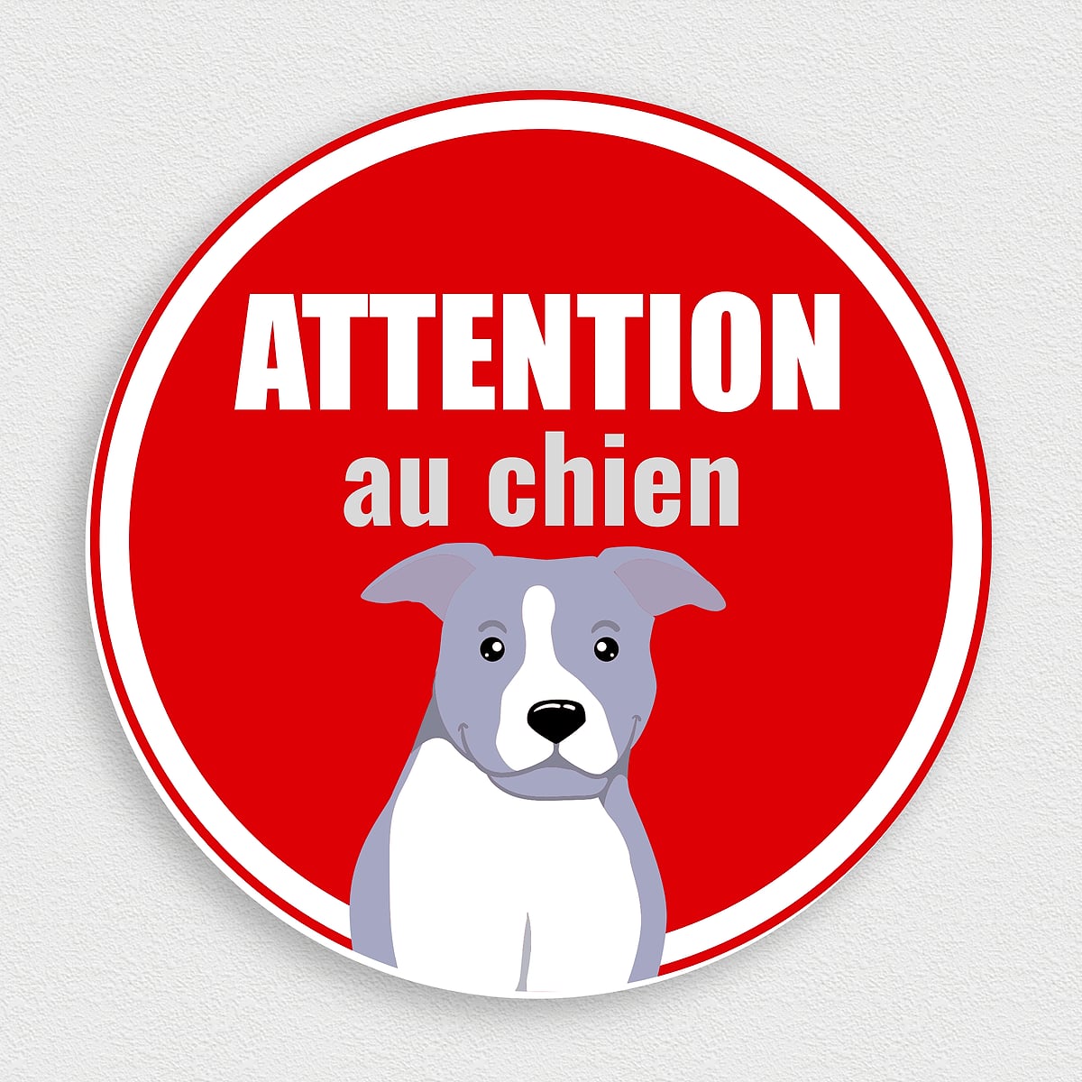 Plaque Humour "Attention Chien" Métal - 15x20cm - Décoration American Staff - Pour Mur Ou Porte