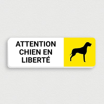 Panneau Signalétique "CHIENS EN LIBERTÉ" - ABS Anti-UV - Blanc - Gravure - Neuf Made In France