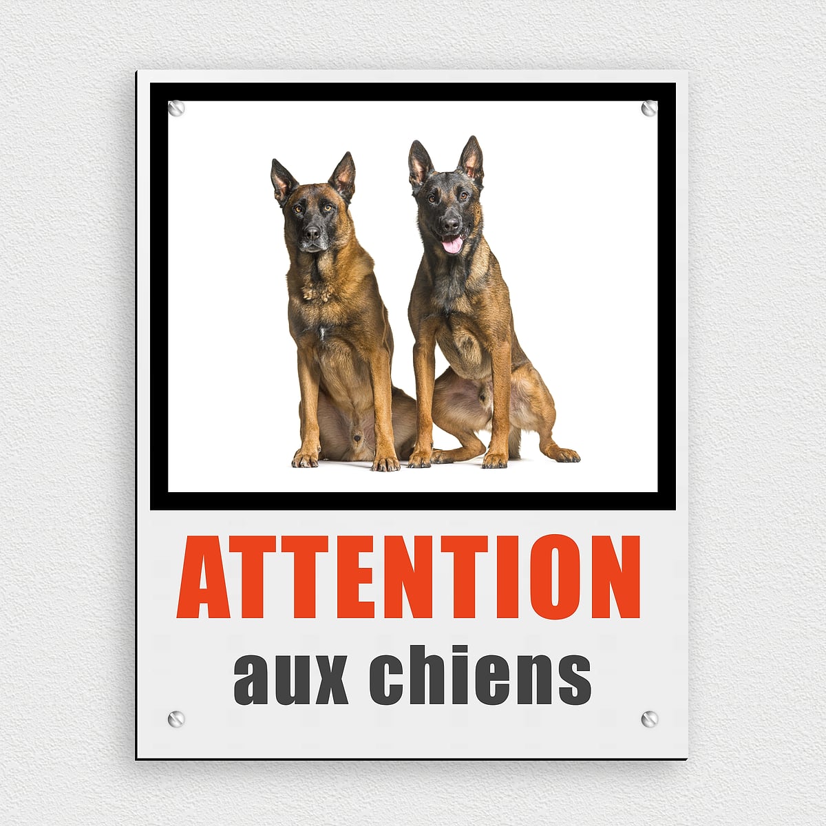 Plaque Malinois "Je Monte La Garde" - Panneau Aluminium 15x20cm - Attention Chien Berger Belge