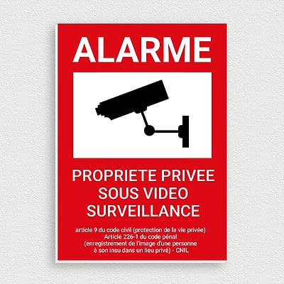 Panneau Surveillance Vidéo Propriété Privée 18x13cm - PVC Rigide, Adhésif, Intérieur/extérieur