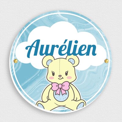 Plaque De Porte Personnalisée Pour Chambre De Bébé, Prénom Au Choix, Ovale Rigide