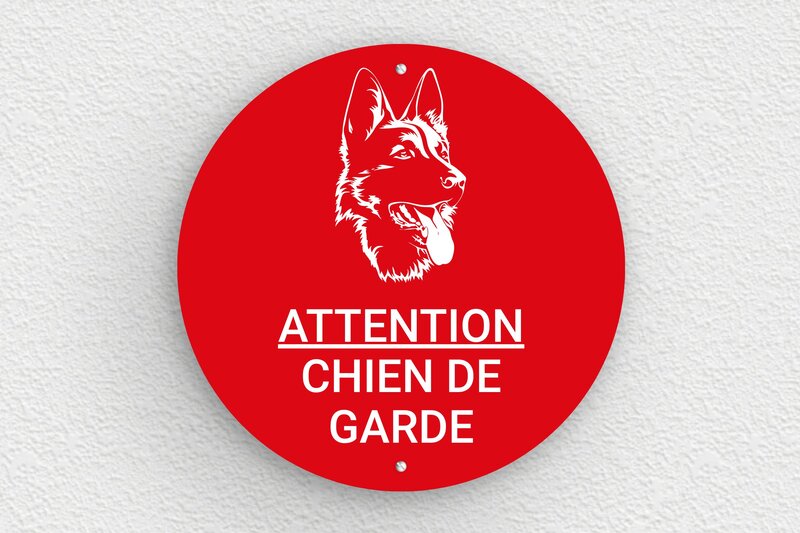 plaque Panneau rond chien de garde - 250 x 250 mm - PVC - signparti-panneau-attention-chien-garde-001-3