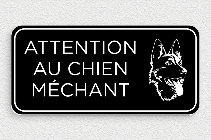 plaque Panneau attention au chien méchant - 210 x 100 mm - PVC - signparti-panneau-attention-chien-mechant-006-1