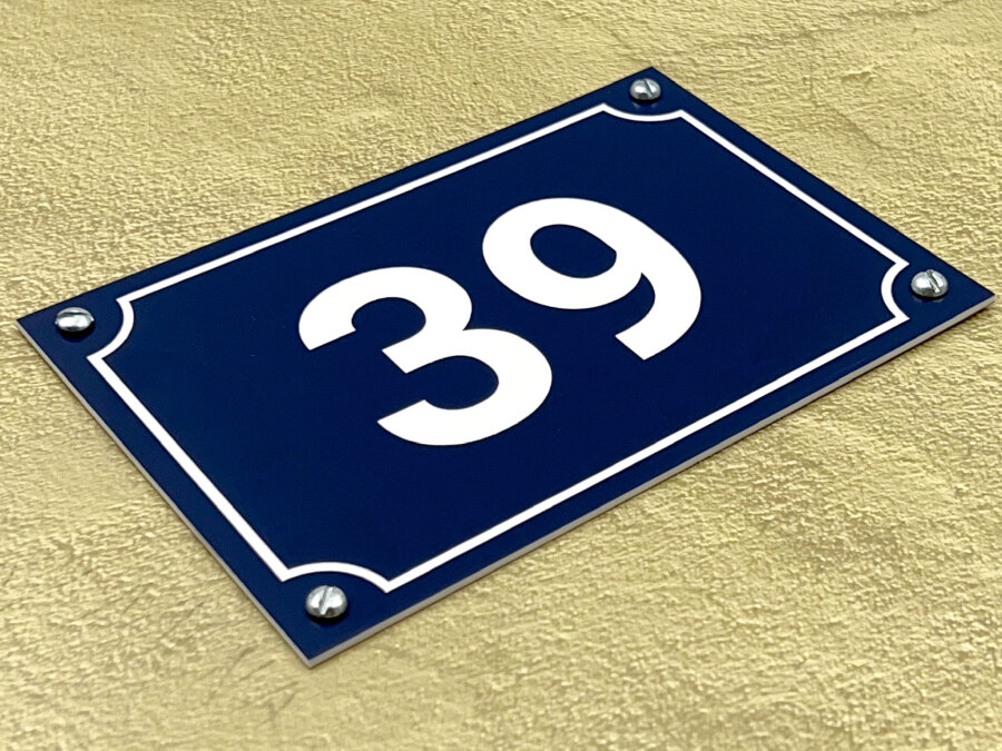 Plaque De Numéro De Maison émaillée 150x100 Mm - Chiffre 95 Bleu - Métal - Neuf