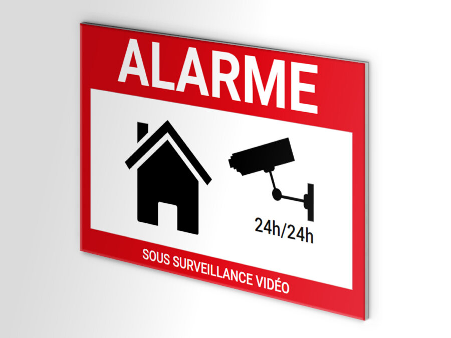 Cartello “Sito Sotto Videosorveglianza 24h” – AUA SIGNALETIQUE, Alluminio Dibond 3mm, 15x21 Cm, Produzione Francese