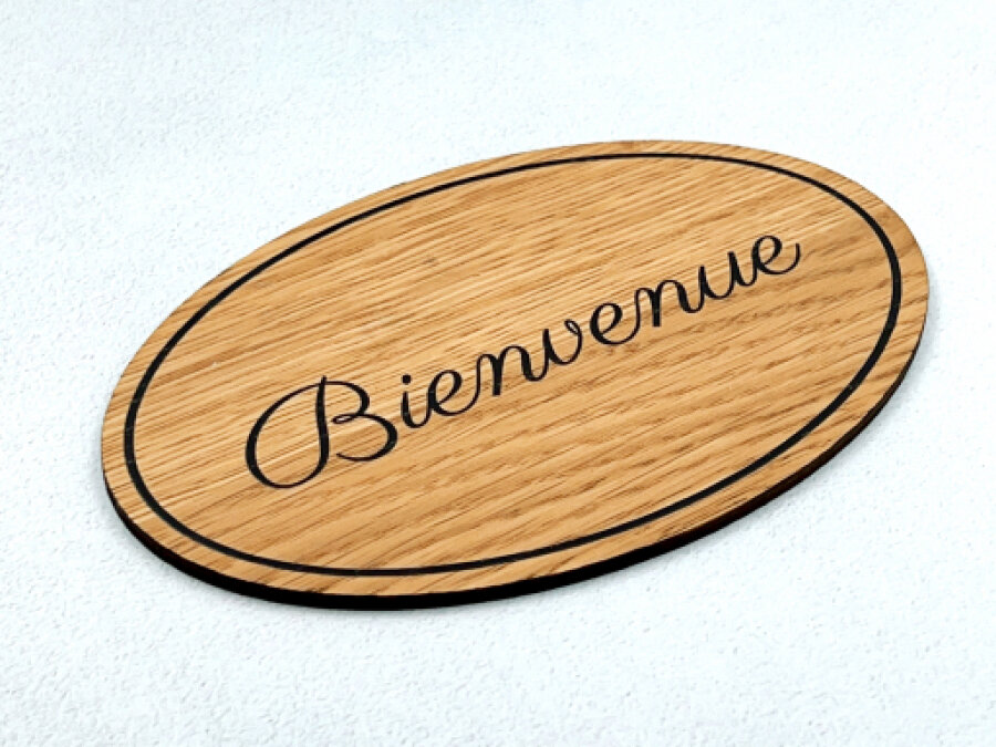 Plaque de porte en laiton massif, ovale lisse, 135mm x 65 mm : Gravure
