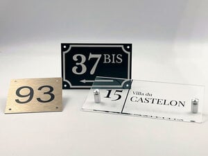 160 x 110 mm Gris anthracite métallisé Acier inoxydable Chiffres et lettres personnalisables Fabriqué en Allemagne Graviers Design Plaque Numéro de Maison et Nom 