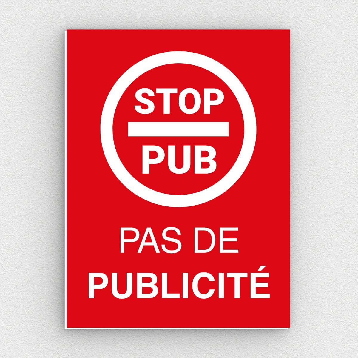 Plaque pour boîtes aux lettres - STOP pas de publicité merci (WUV0005)